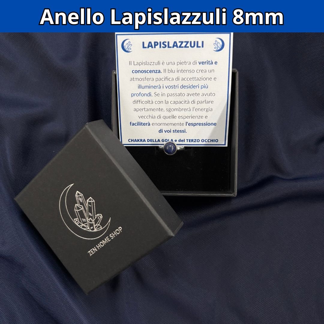 Anello regolabile in acciaio 8 mm Lapislazzuli - Zen Home