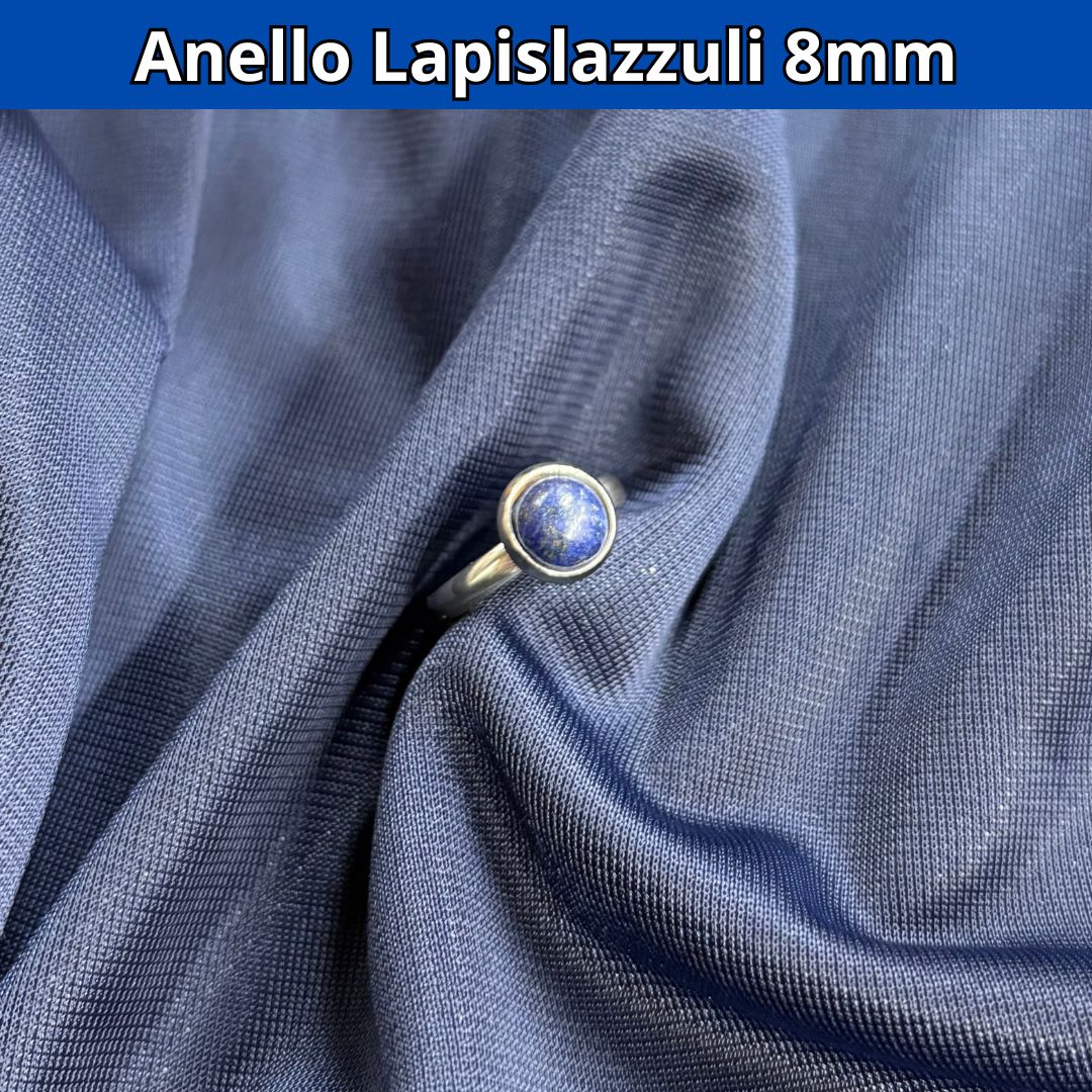 Anello regolabile in acciaio 8 mm Lapislazzuli - Zen Home
