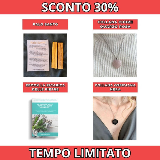 Box sconto 30% Collana esagonale ossidiana + Cuore Quarzo Rosa - Zen Home