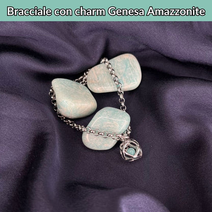 Bracciale acciaio inossidabile Charm Genesa Amazzonite - Zen Home