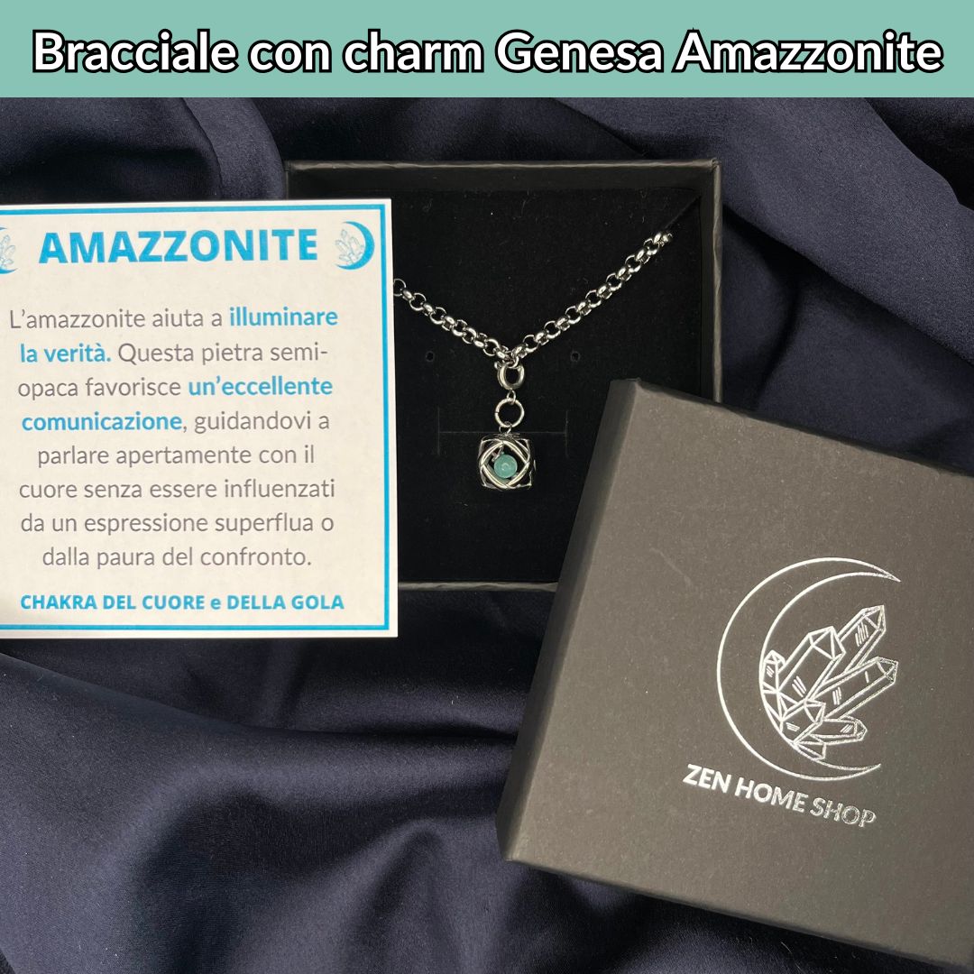 Bracciale acciaio inossidabile Charm Genesa Amazzonite - Zen Home