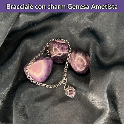 Bracciale acciaio inossidabile Charm Genesa Ametista - Zen Home