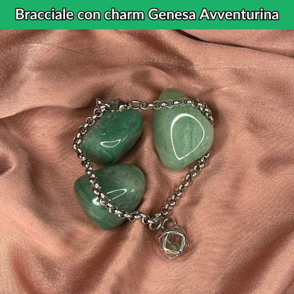 Bracciale acciaio inossidabile Charm Genesa Avventurina - Zen Home