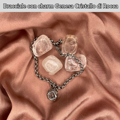 Bracciale acciaio inossidabile Charm Genesa Cristallo di Rocca - Zen Home
