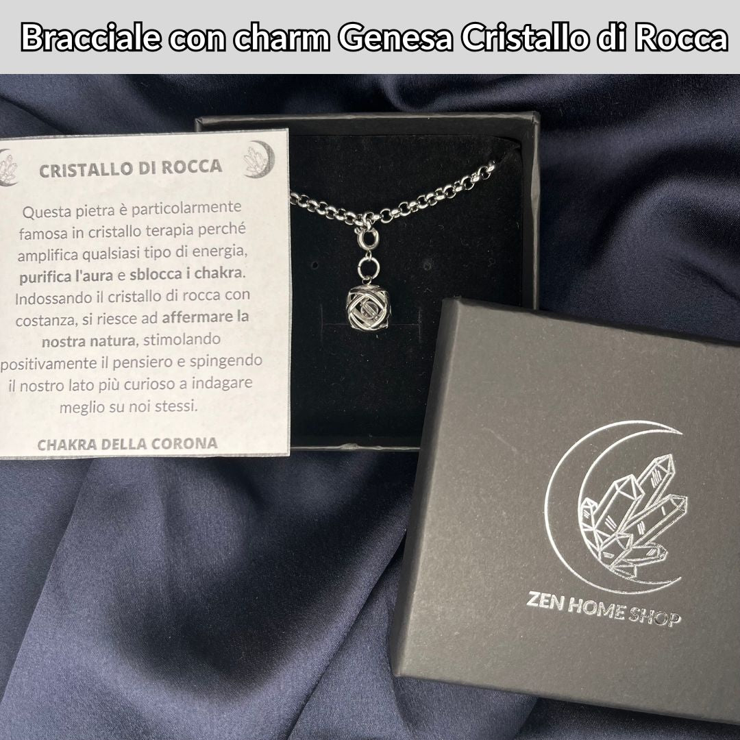 Bracciale acciaio inossidabile Charm Genesa Cristallo di Rocca - Zen Home