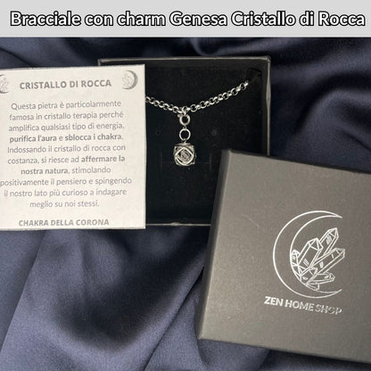 Bracciale acciaio inossidabile Charm Genesa Cristallo di Rocca - Zen Home