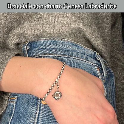 Bracciale acciaio inossidabile Charm Genesa Labradorite - Zen Home