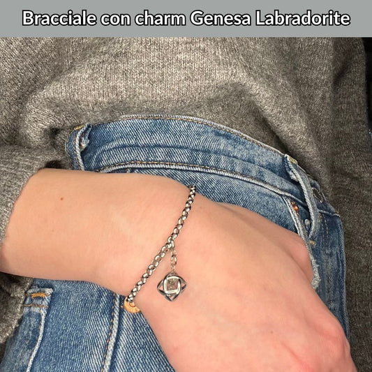 Bracciale acciaio inossidabile Charm Genesa Labradorite - Zen Home