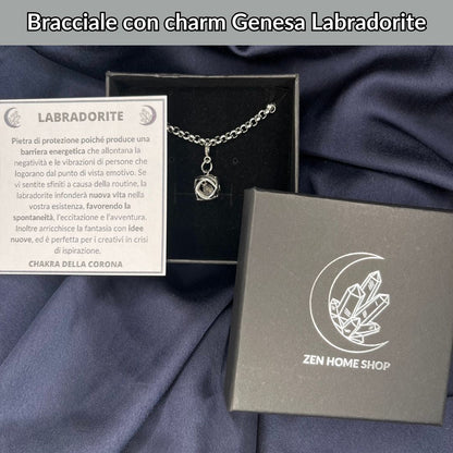 Bracciale acciaio inossidabile Charm Genesa Labradorite - Zen Home