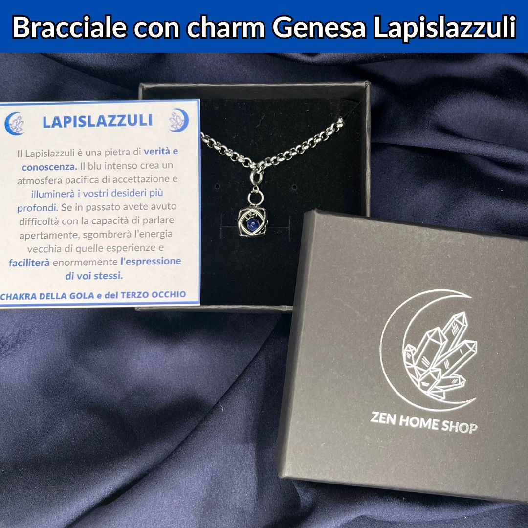 Bracciale acciaio inossidabile Charm Genesa Lapislazzuli - Zen Home