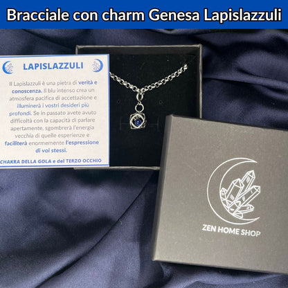 Bracciale acciaio inossidabile Charm Genesa Lapislazzuli - Zen Home