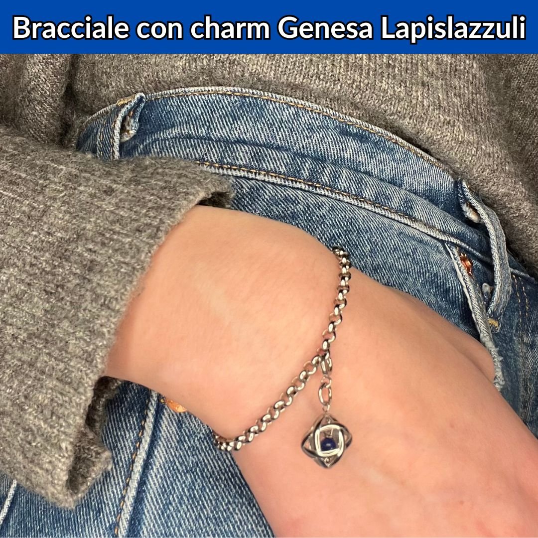 Bracciale acciaio inossidabile Charm Genesa Lapislazzuli - Zen Home