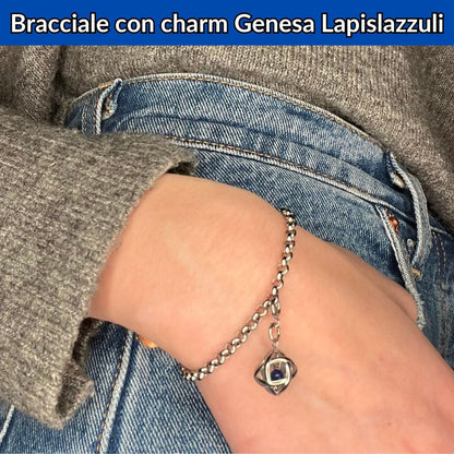 Bracciale acciaio inossidabile Charm Genesa Lapislazzuli - Zen Home