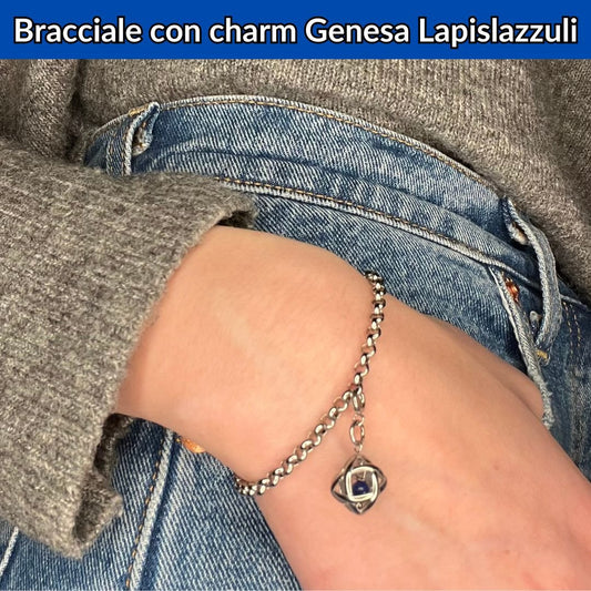 Bracciale acciaio inossidabile Charm Genesa Lapislazzuli - Zen Home