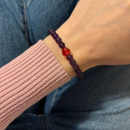 Bracciale Cuore in pietra Ametista 6mm - Zen Home