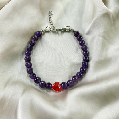 Bracciale Cuore in pietra Ametista 6mm - Zen Home