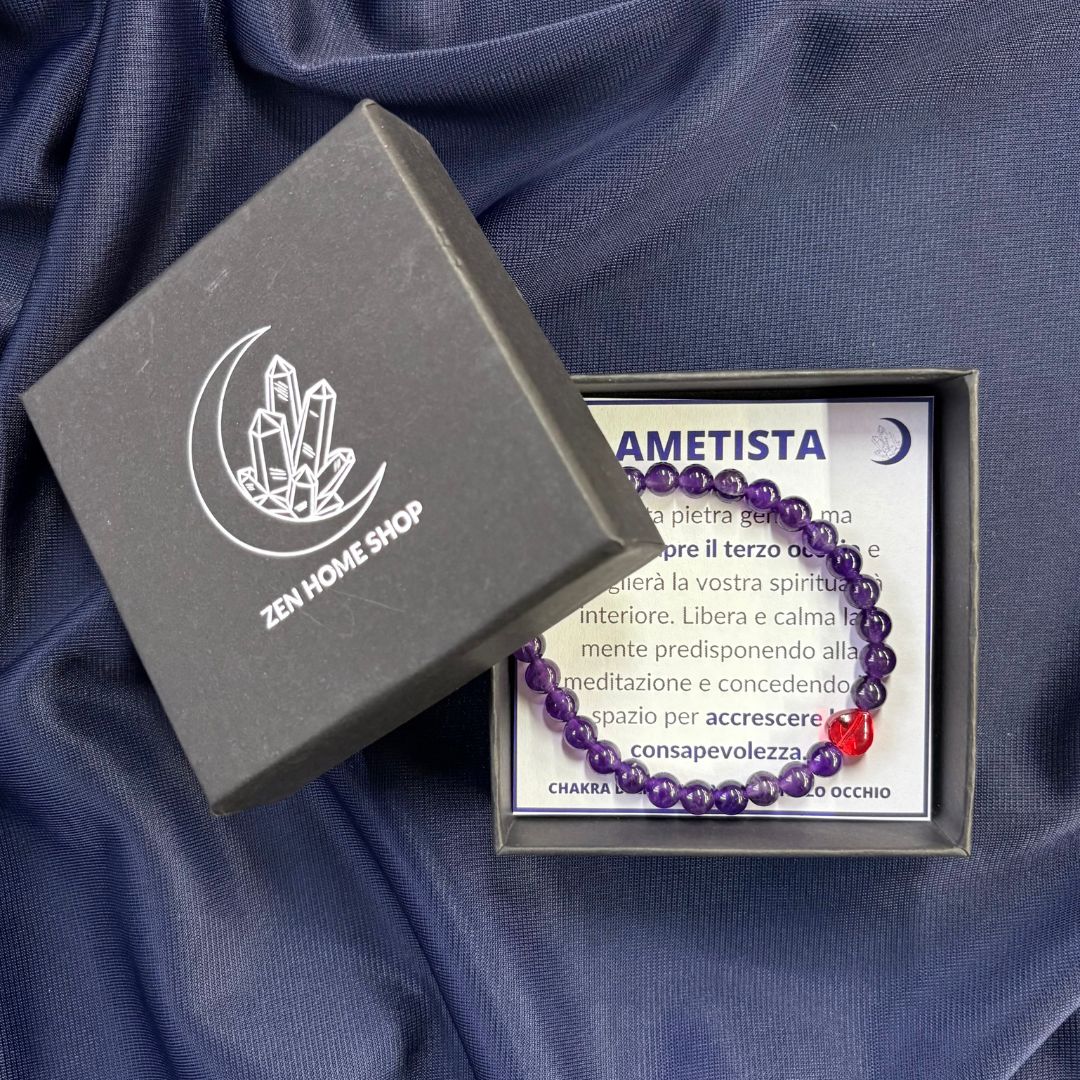 Bracciale Cuore in pietra Ametista 6mm - Zen Home