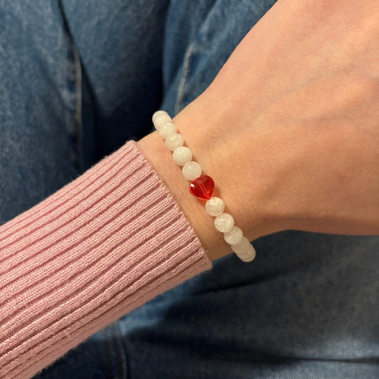 Bracciale Cuore in pietra Pietra Luna 6mm - Zen Home