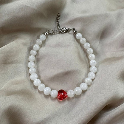 Bracciale Cuore in pietra Pietra Luna 6mm - Zen Home