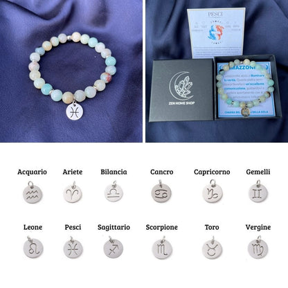 Bracciale elastico Amazzonite Flower e Segno Zodiacale - Zen Home