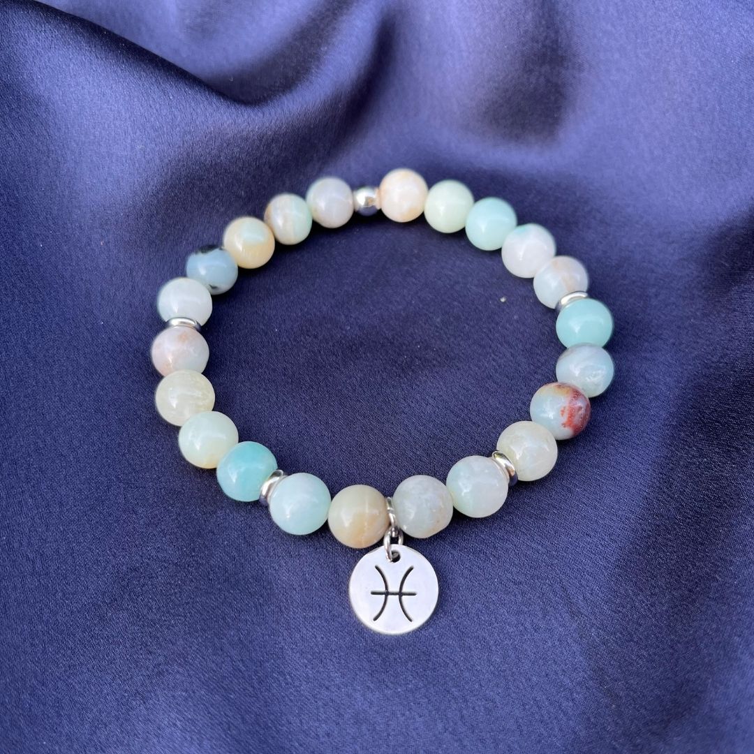 Bracciale elastico Amazzonite Flower e Segno Zodiacale - Zen Home