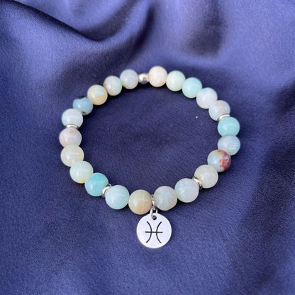 Bracciale elastico Amazzonite Flower e Segno Zodiacale - Zen Home