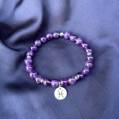 Bracciale elastico Ametista e Segno Zodiacale - Zen Home
