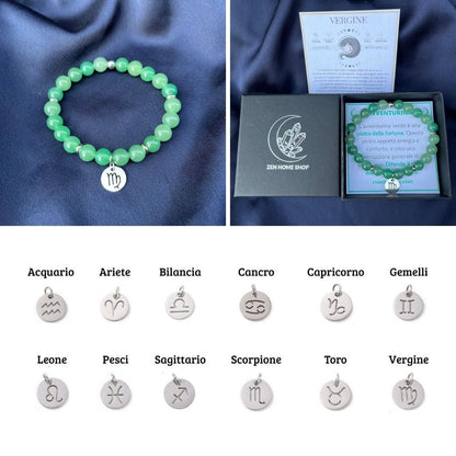 Bracciale elastico Avventurina e Segno Zodiacale - Zen Home
