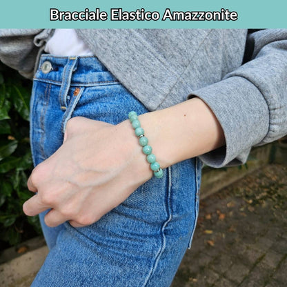 Bracciale elastico con pietra naturale Amazzonite - Zen Home