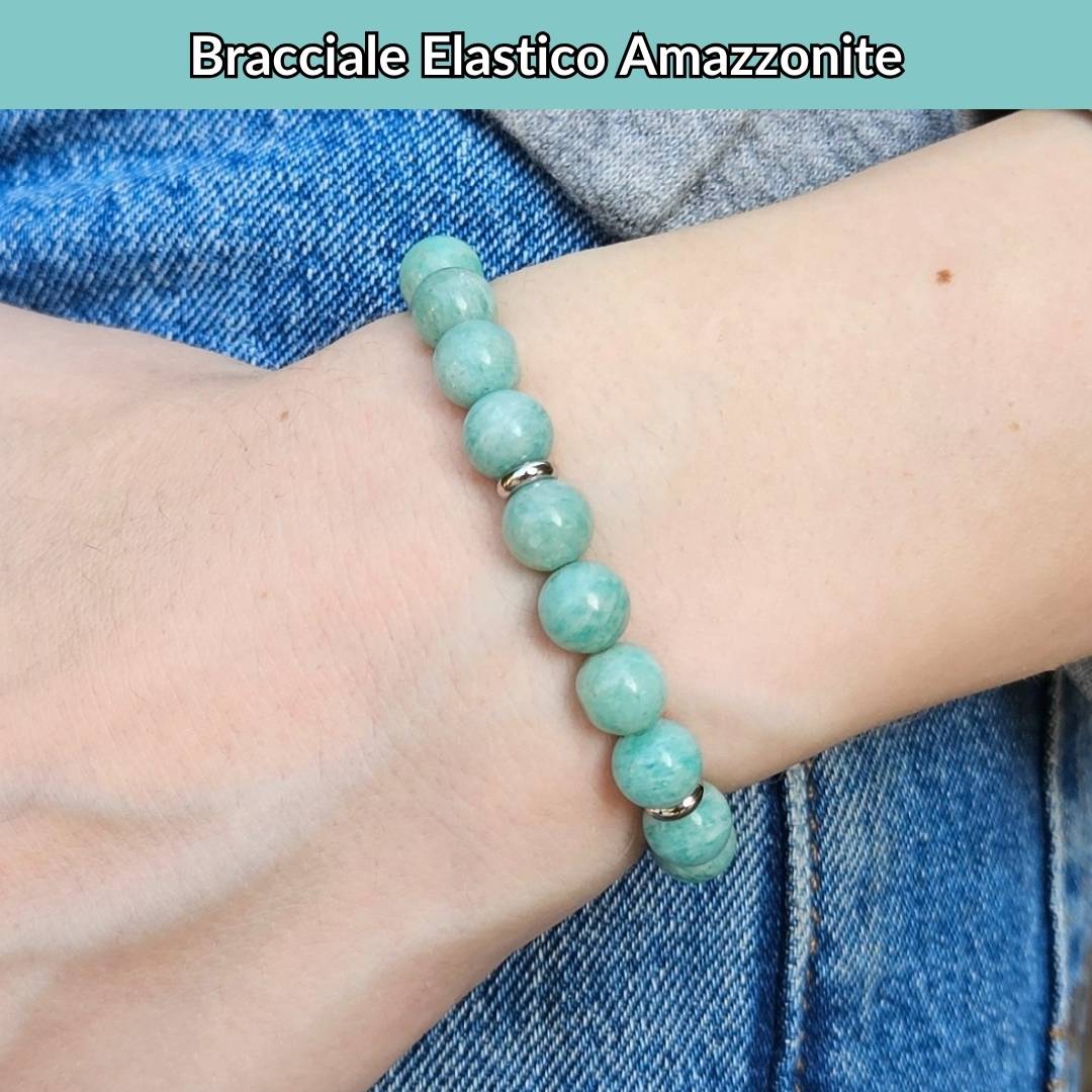 Bracciale elastico con pietra naturale Amazzonite - Zen Home