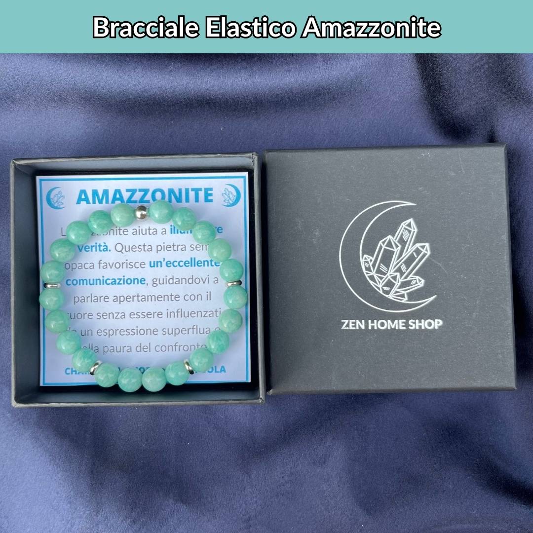 Bracciale elastico con pietra naturale Amazzonite - Zen Home