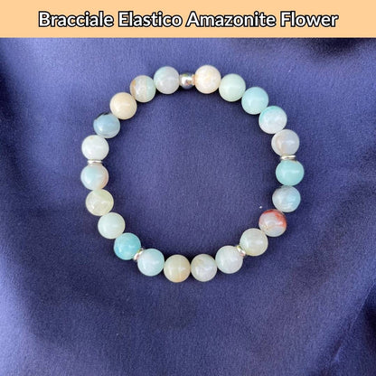 Bracciale elastico con pietra naturale Amazzonite Flower - Zen Home