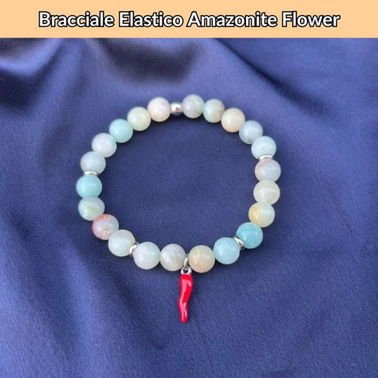 Bracciale elastico con pietra naturale Amazzonite Flower - Zen Home