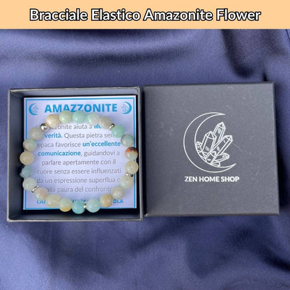 Bracciale elastico con pietra naturale Amazzonite Flower - Zen Home
