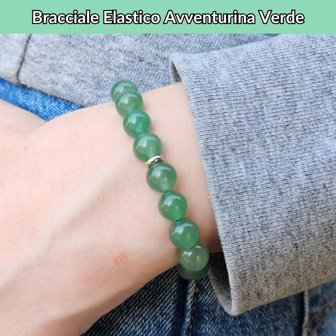 Bracciale elastico con pietra naturale Avventurina Verde - Zen Home