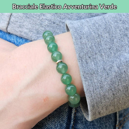 Bracciale elastico con pietra naturale Avventurina Verde - Zen Home
