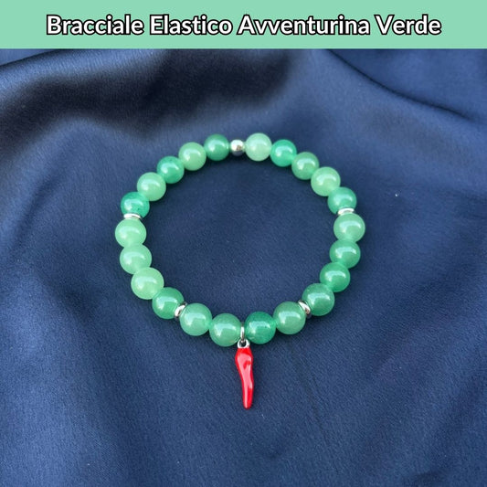 Bracciale elastico con pietra naturale Avventurina Verde - Zen Home