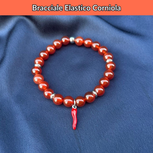 Bracciale elastico con pietra naturale Corniola - Zen Home