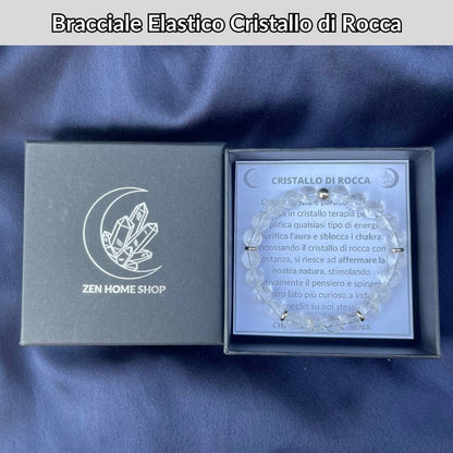 Bracciale elastico con pietra naturale Cristallo di Rocca - Zen Home