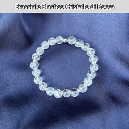Bracciale elastico con pietra naturale Cristallo di Rocca - Zen Home