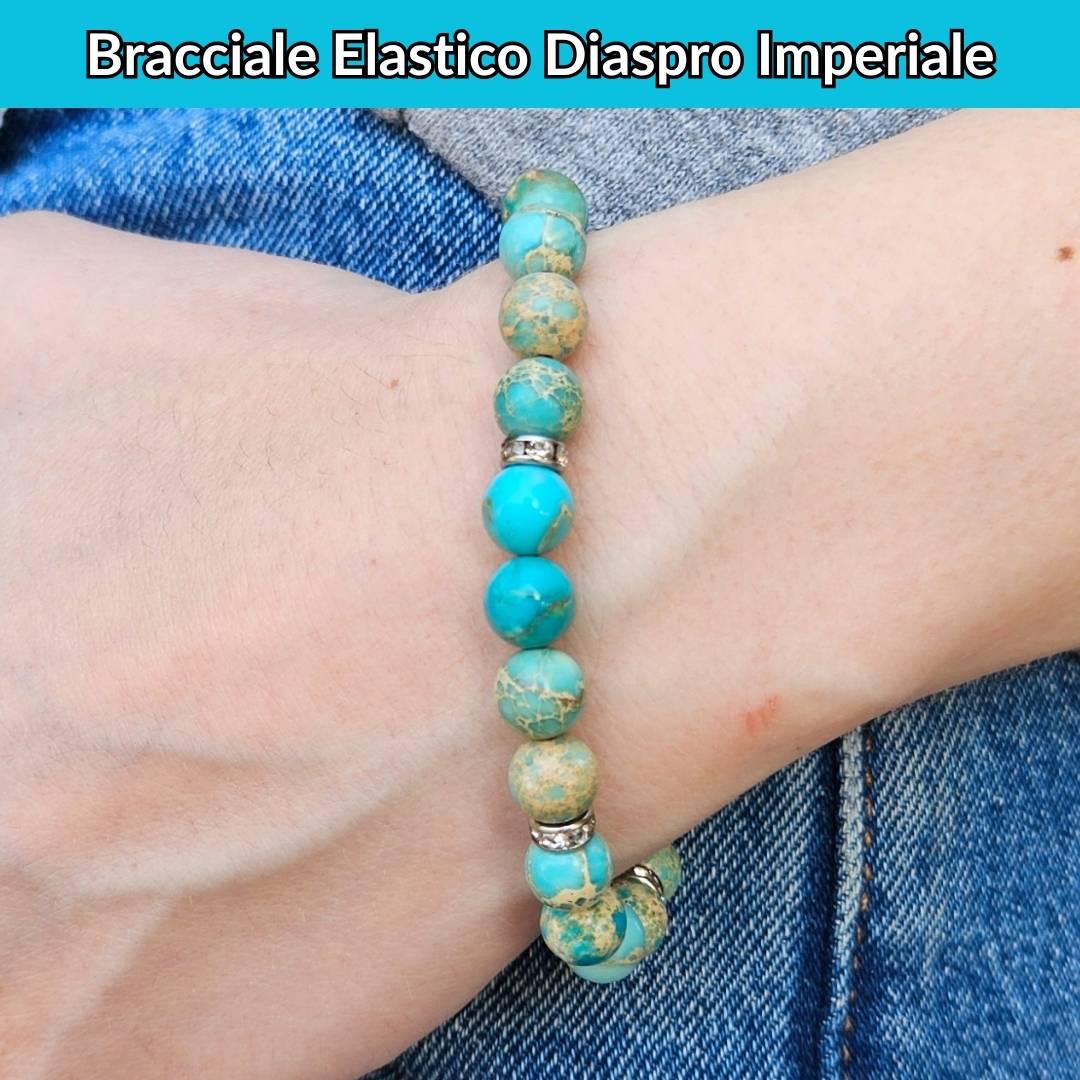 Bracciale elastico con pietra naturale Diaspro Imperiale Azzurro - Zen Home
