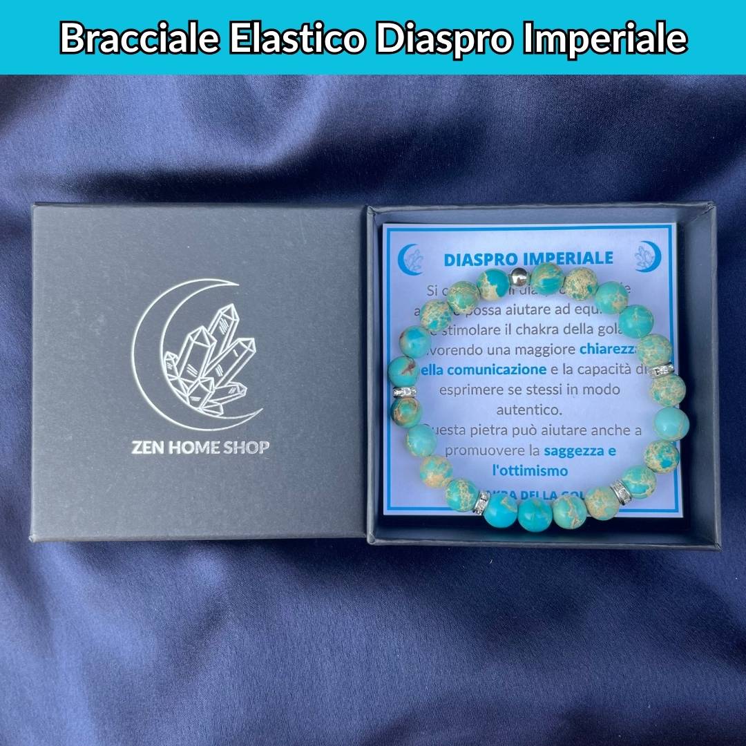 Bracciale elastico con pietra naturale Diaspro Imperiale Azzurro - Zen Home