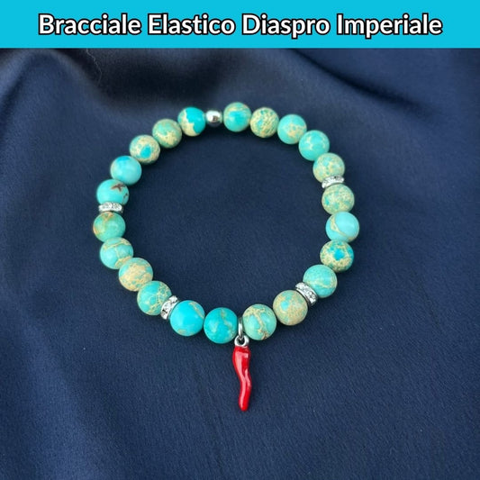 Bracciale elastico con pietra naturale Diaspro Imperiale Azzurro - Zen Home