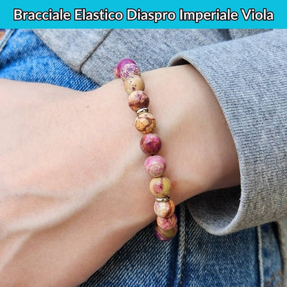 Bracciale elastico con pietra naturale Diaspro Imperiale Viola - Zen Home