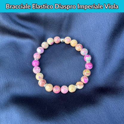 Bracciale elastico con pietra naturale Diaspro Imperiale Viola - Zen Home