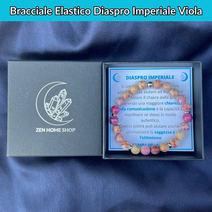 Bracciale elastico con pietra naturale Diaspro Imperiale Viola - Zen Home