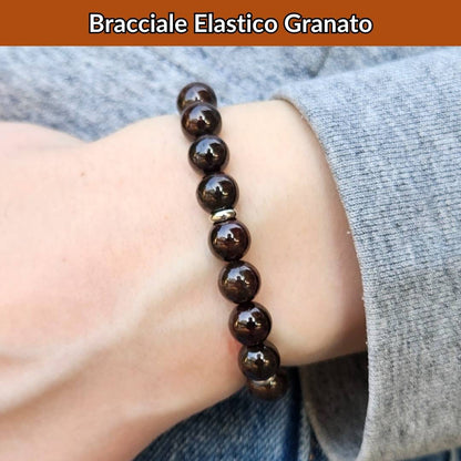 Bracciale elastico con pietra naturale Granato - Zen Home