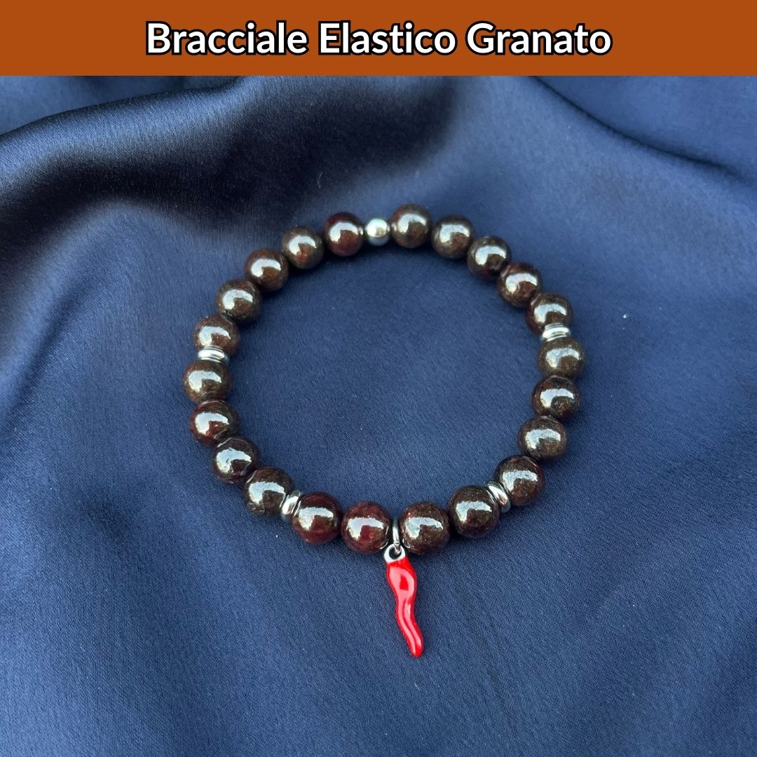 Bracciale elastico con pietra naturale Granato - Zen Home