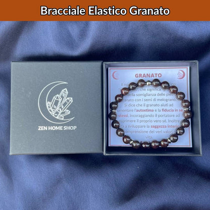Bracciale elastico con pietra naturale Granato - Zen Home