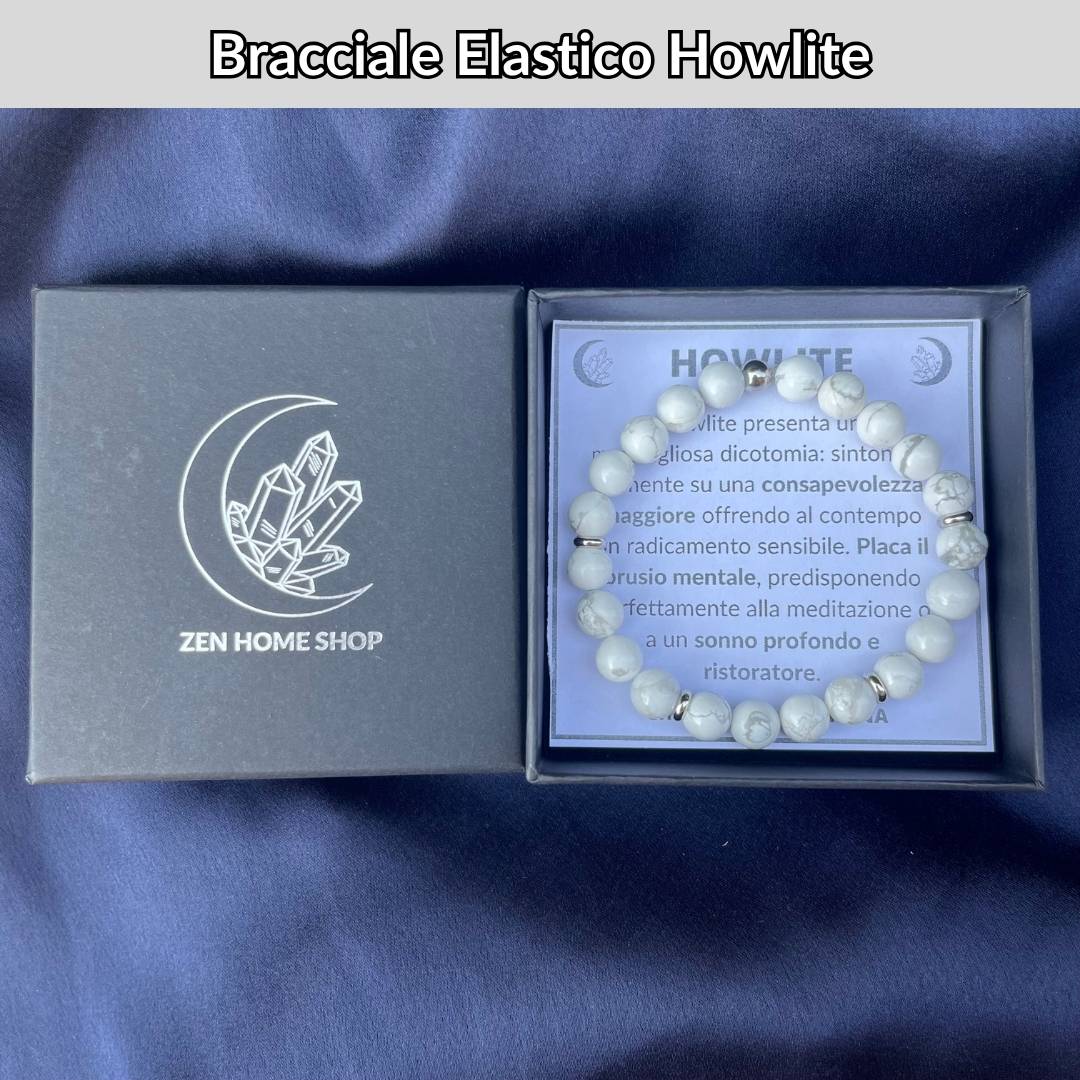 Bracciale elastico con pietra naturale Howlite - Zen Home